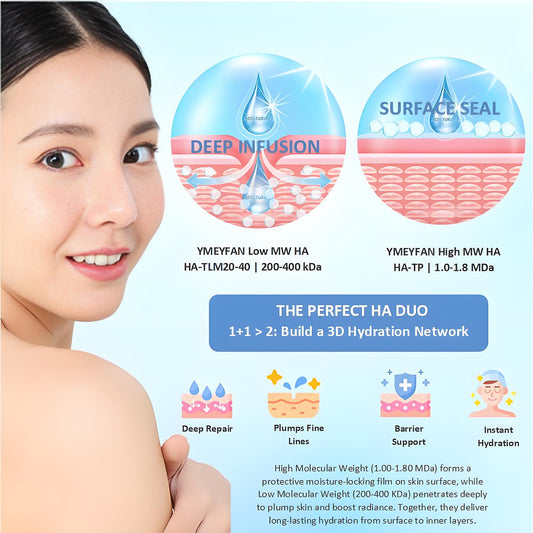 COSMOS Certified Hyaluronic Acid Powder | Dual Molecular Weight (High + Low) for Deep Hydration & Surface Plumping | Pure Cosmetic Grade, for DIY Face & Body Serums | Non-GMO, Additive-Free (2-Pack)