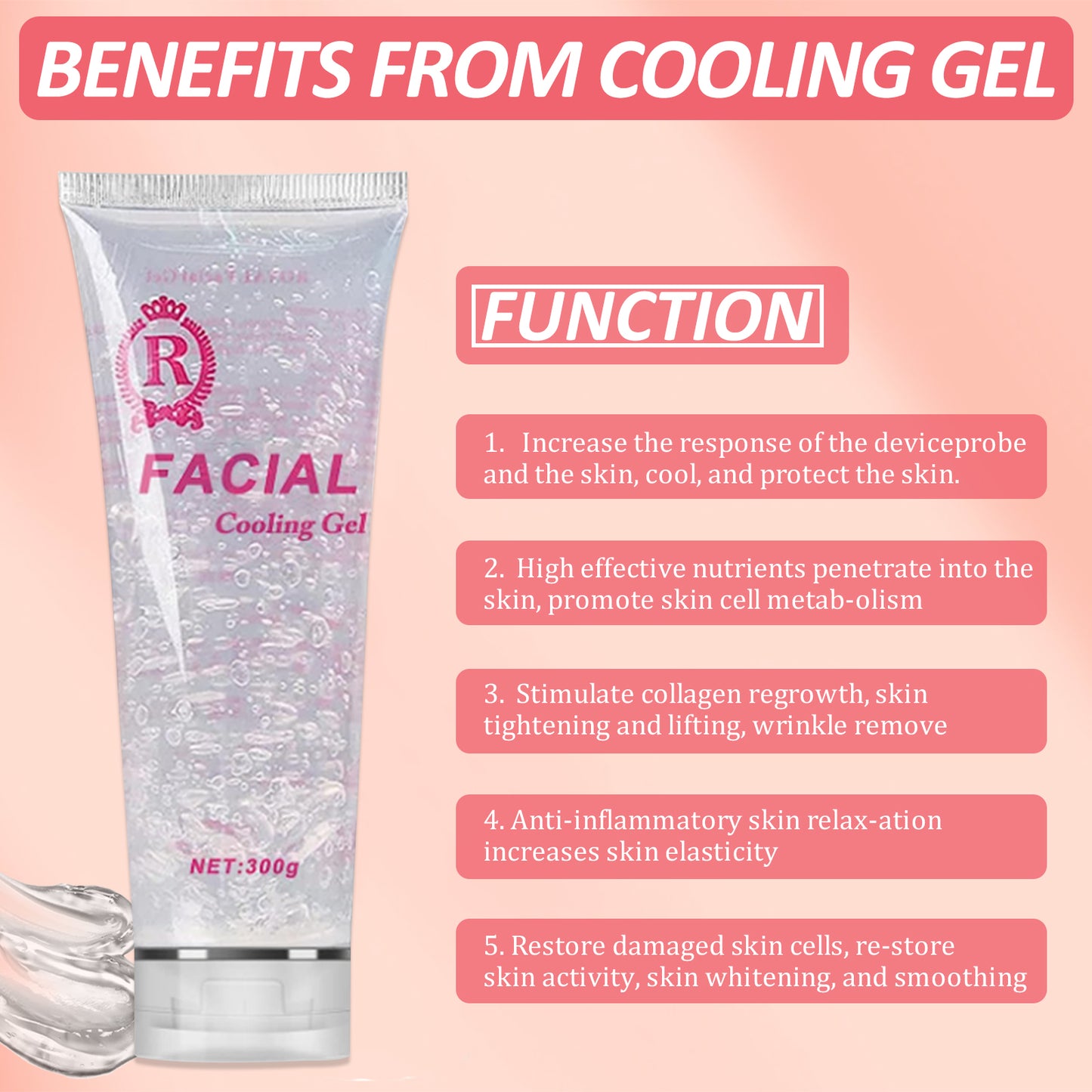 YMEYFAN 3PCS Conductive Gel, Cooling Gel for Hair Removal Device Skin Care, Moisturizing Hydrating Gel Suitable for Beauty Facial Machine for Women and Men in Body or Face Cools, Soothes Skin (900ML)