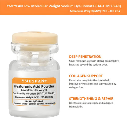 COSMOS Certified Hyaluronic Acid Powder | Dual Molecular Weight (High + Low) for Deep Hydration & Surface Plumping | Pure Cosmetic Grade, for DIY Face & Body Serums | Non-GMO, Additive-Free (2-Pack)