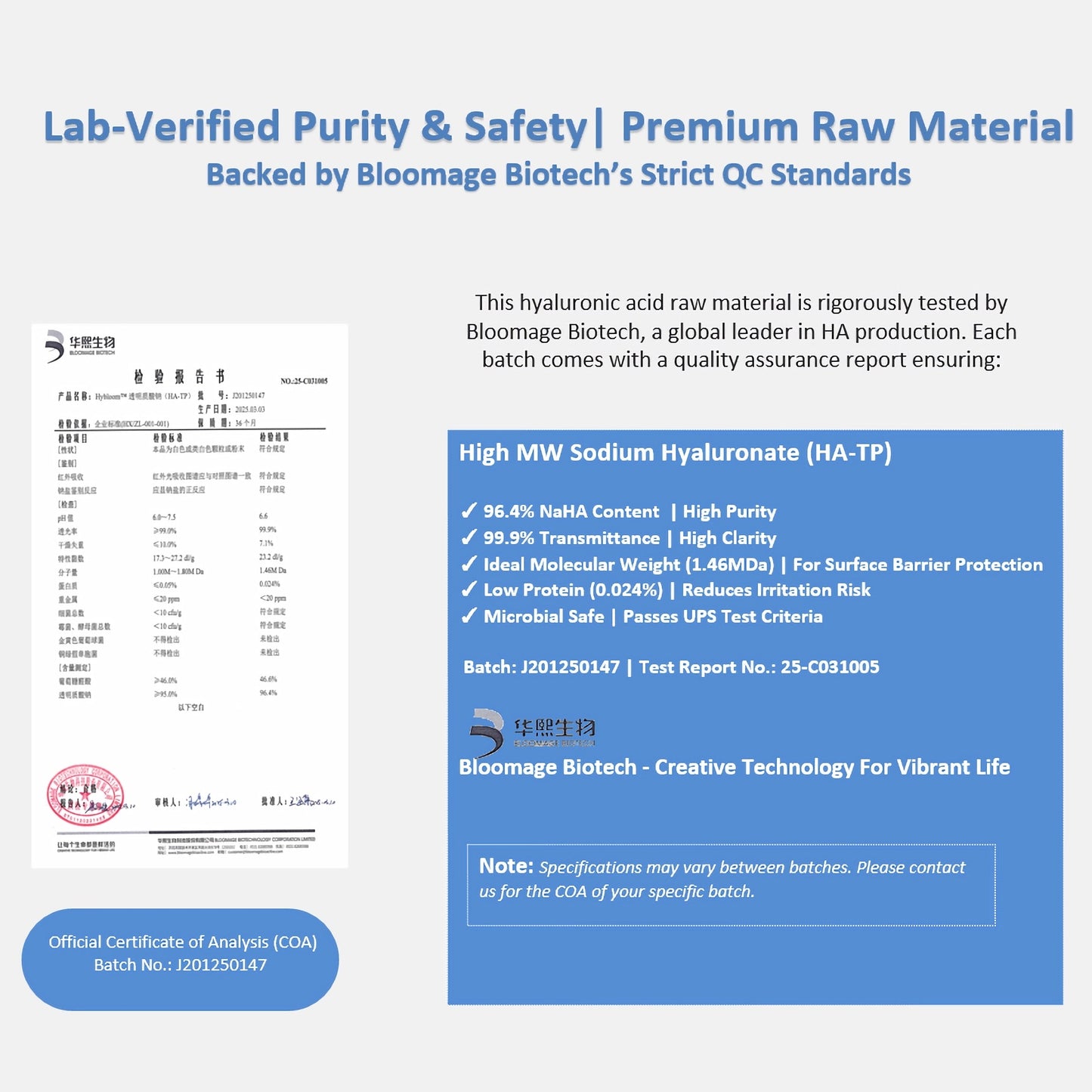 COSMOS Certified Hyaluronic Acid Powder | Dual Molecular Weight (High + Low) for Deep Hydration & Surface Plumping | Pure Cosmetic Grade, for DIY Face & Body Serums | Non-GMO, Additive-Free (2-Pack)