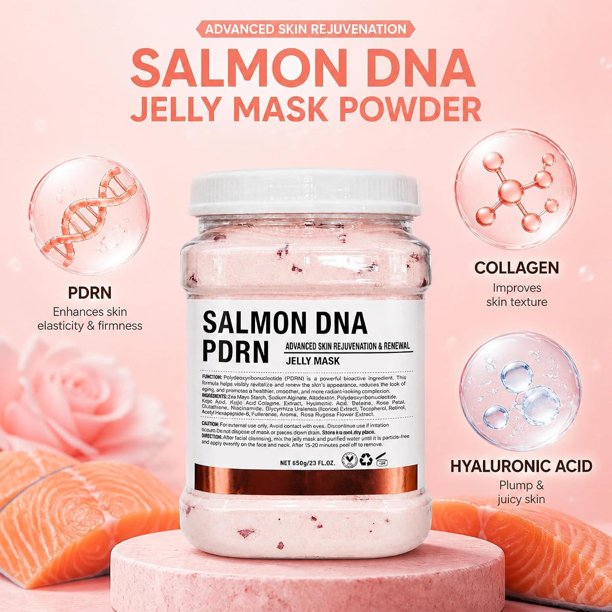 SPA Hydro Jelly Mask Powder Salmon DNA PDRN Peel Off Modeling Moisturizing Facial Mask for Dry Skin Care 650G