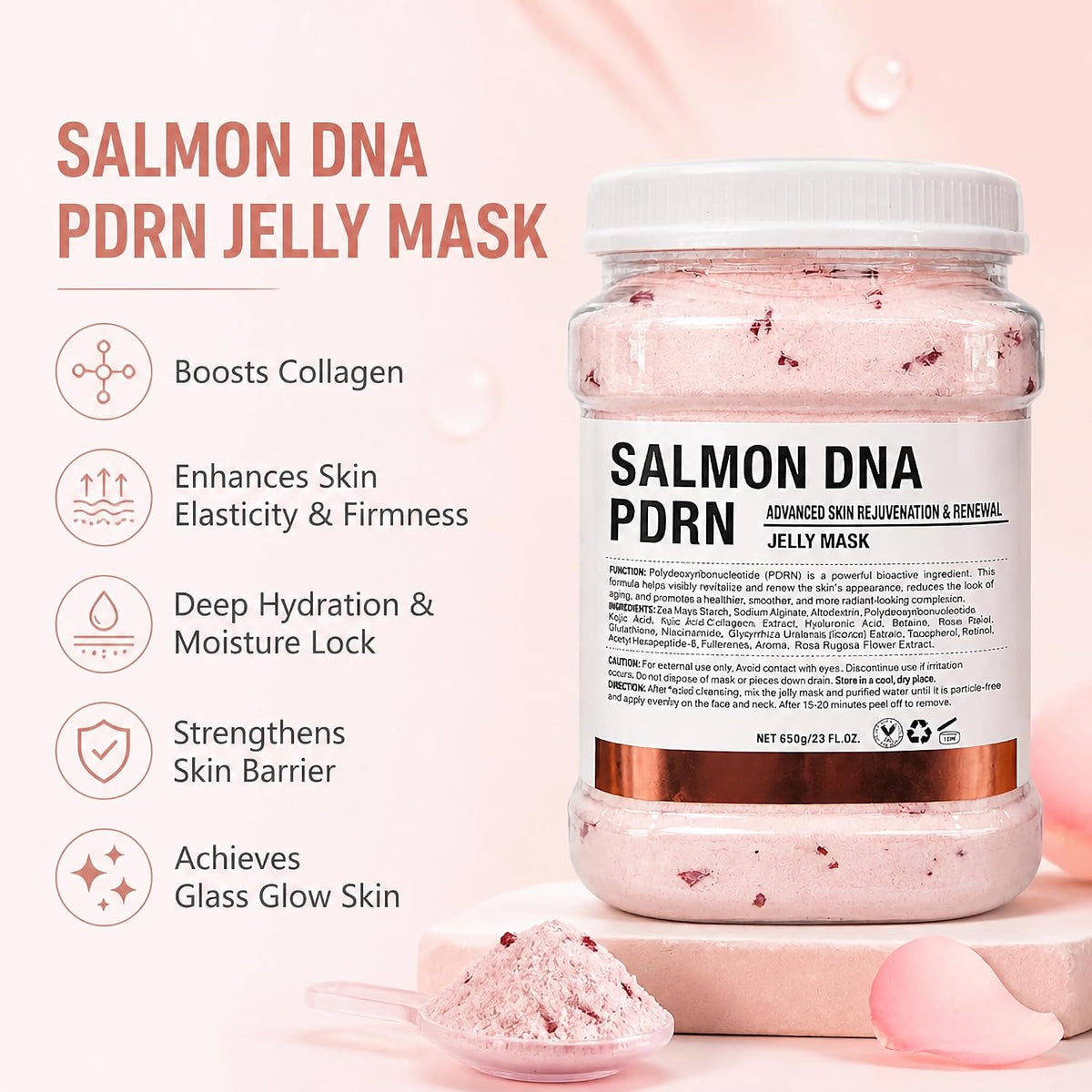 SPA Hydro Jelly Mask Powder Salmon DNA PDRN Peel Off Modeling Moisturizing Facial Mask for Dry Skin Care 650G