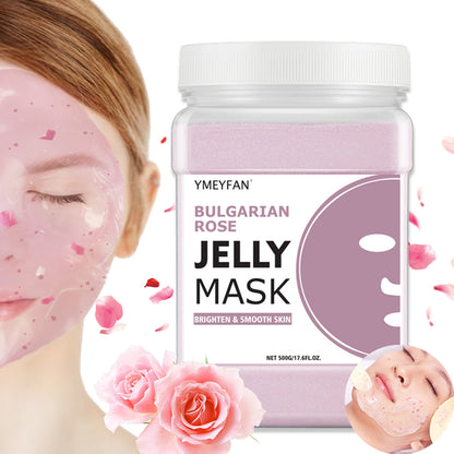 Jelly Mask for Facial Professional - Bulgarian Rose Brighten & Smooth Face Mask Skin Care, Hydrated Nourished Hydrojelly Mask Powder, Natural Gel Peel Off Mask for DIY Spa Salon Vajacial, 17.6Fl Oz