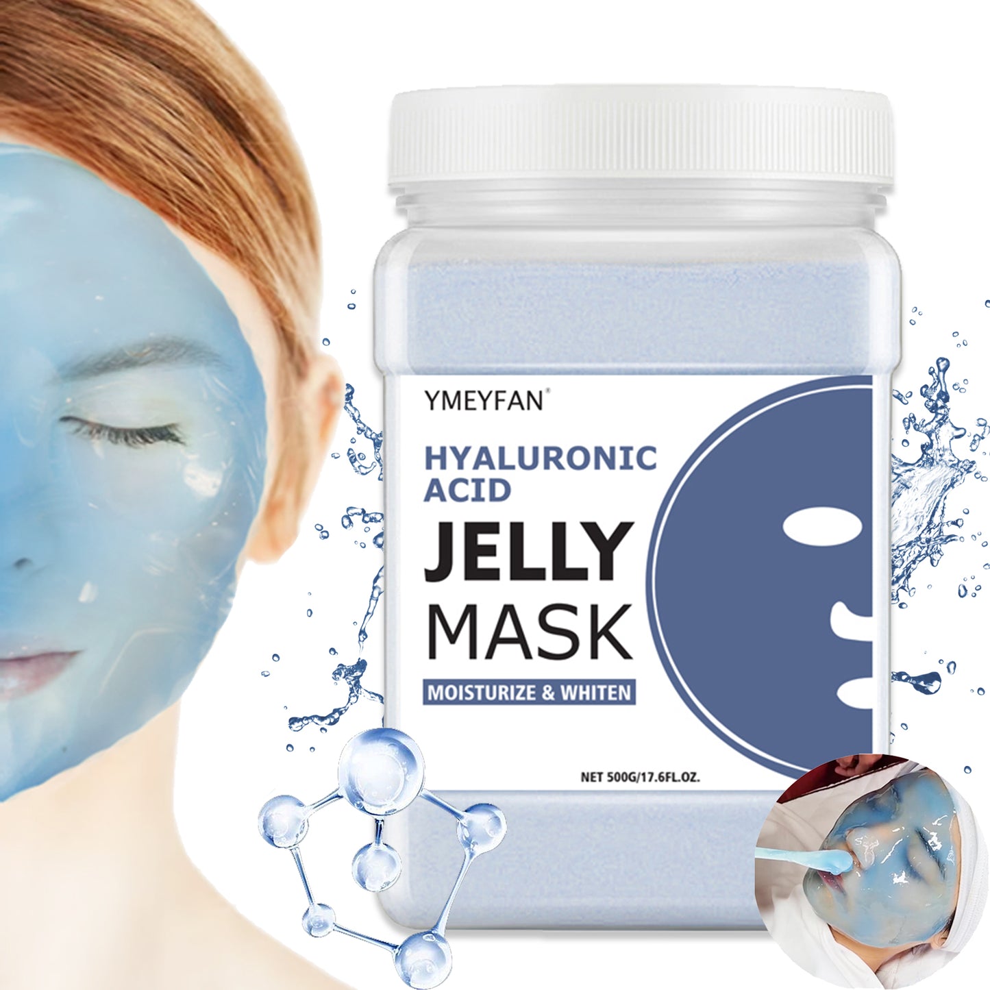 Jelly Mask Powder for Facial Professional - Hyalorunic Acid Hydrojelly Mask for Women Skin Care, Hydrating Moisturizing Whiten Face Mask, Natural Peel Off Facial Mask for Salon Spa Vajacial, 17.6Fl Oz