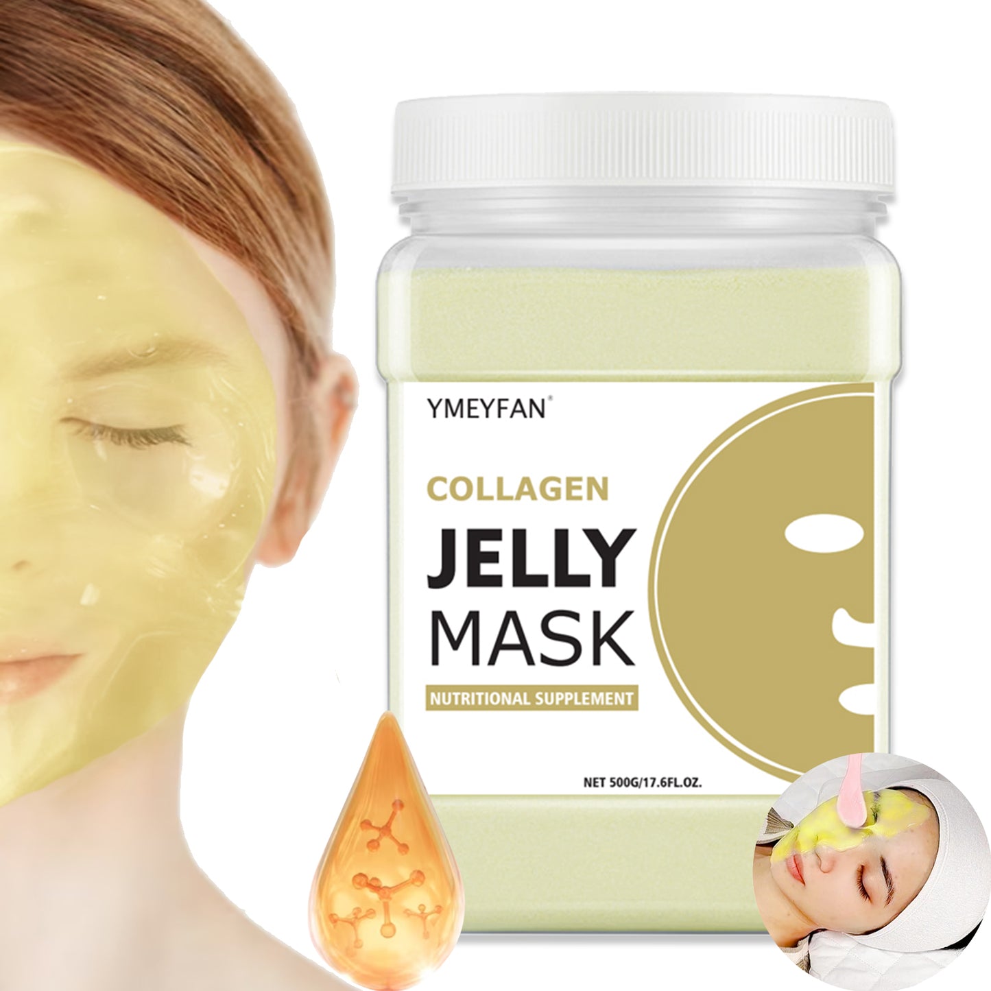 Jelly Mask for Facial Professional - Collagen Firming & Moisturize Face Mask Skin Care, Anti-Aging Fades Acne Marks Hydrojelly Mask, Natural Peel Off Jelly Mask Powder for Spa Vajacial, 17.6 Fl Oz