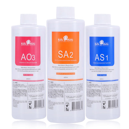 3pcs/lot 400ml AS1 SA2 AO3 Hydra Facial Serum Set Aqua Peeling Solution For Hydra facial Machine Deep Cleaning Face Skincare