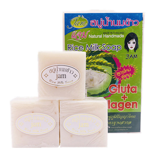 12 X 60g Thailand JAM Rice Milk Soap Natural Gluta Collagen Vitamin Handmade Soap Skin Care Whitening Acne Pore Removal