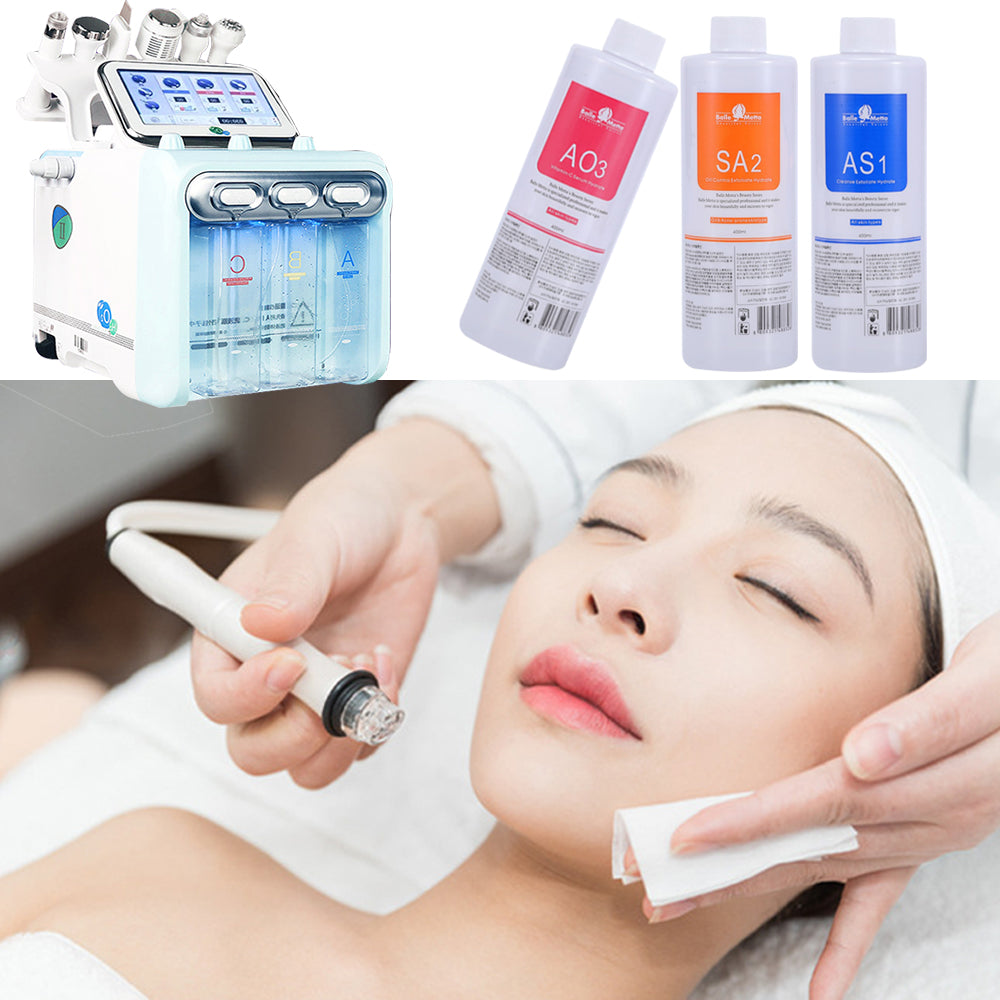 3pcs/lot 400ml AS1 SA2 AO3 Hydra Facial Serum Set Aqua Peeling Solution For Hydra facial Machine Deep Cleaning Face Skincare