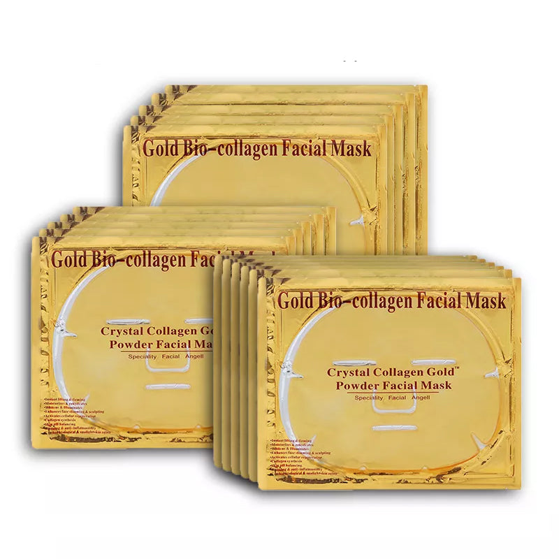 60/25/10PCS Gold Bio-Collagen Facial Mask Anti Wrinkle Crystal Powder Mask Anti Aging Oil-Control Beauty Skincare Pack Wholesale