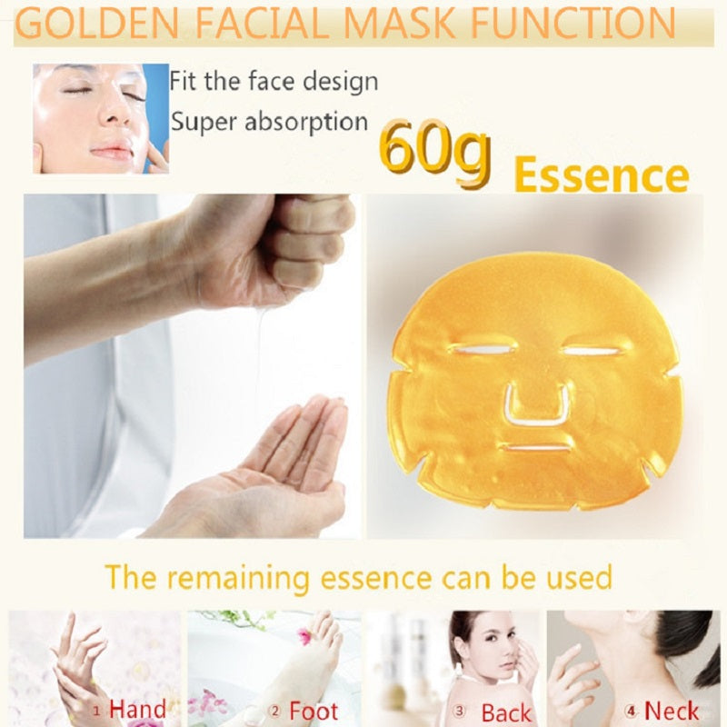 60/25/10PCS Gold Bio-Collagen Facial Mask Anti Wrinkle Crystal Powder Mask Anti Aging Oil-Control Beauty Skincare Pack Wholesale