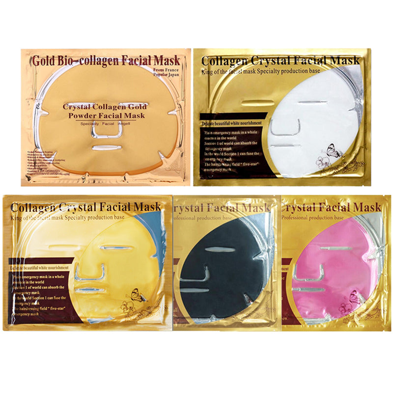 60/25/10PCS Gold Bio-Collagen Facial Mask Anti Wrinkle Crystal Powder Mask Anti Aging Oil-Control Beauty Skincare Pack Wholesale